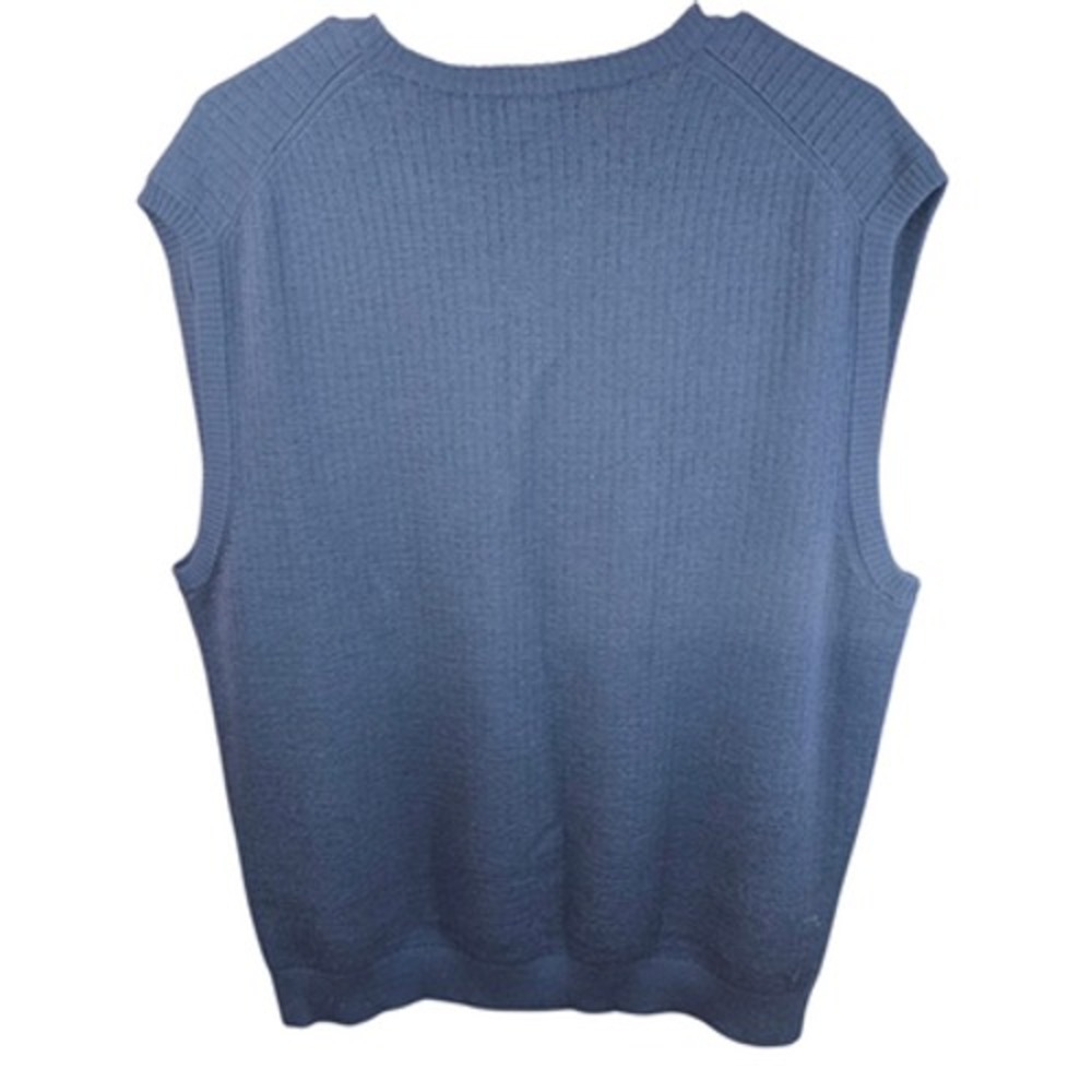 Pronto Uomo Sweater Vest Mens XL Blue 100% Merino Wool Knit Pullover Classic - Picture 4 of 6